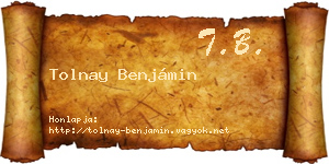 Tolnay Benjámin névjegykártya